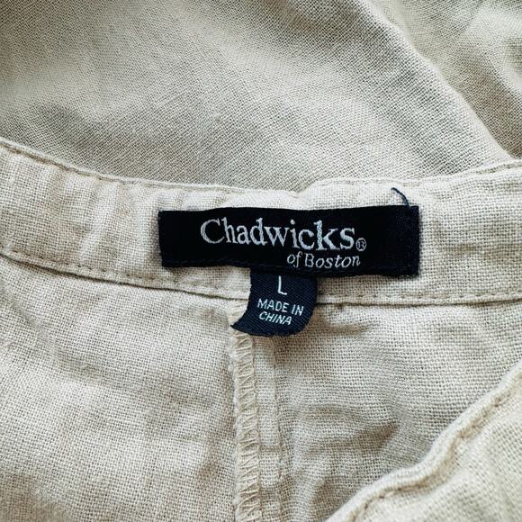 Wchadwicks Of Boston Tan Linen Blend Drawstring Pants Women’s Size L - Picture 6 of 8